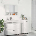 Badezimmermöbel-Set mit Regal 3 pcs Weiß Sperrholz und Metall