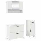 Badezimmermöbel-Set mit Regal 3 pcs Weiß Sperrholz und Metall