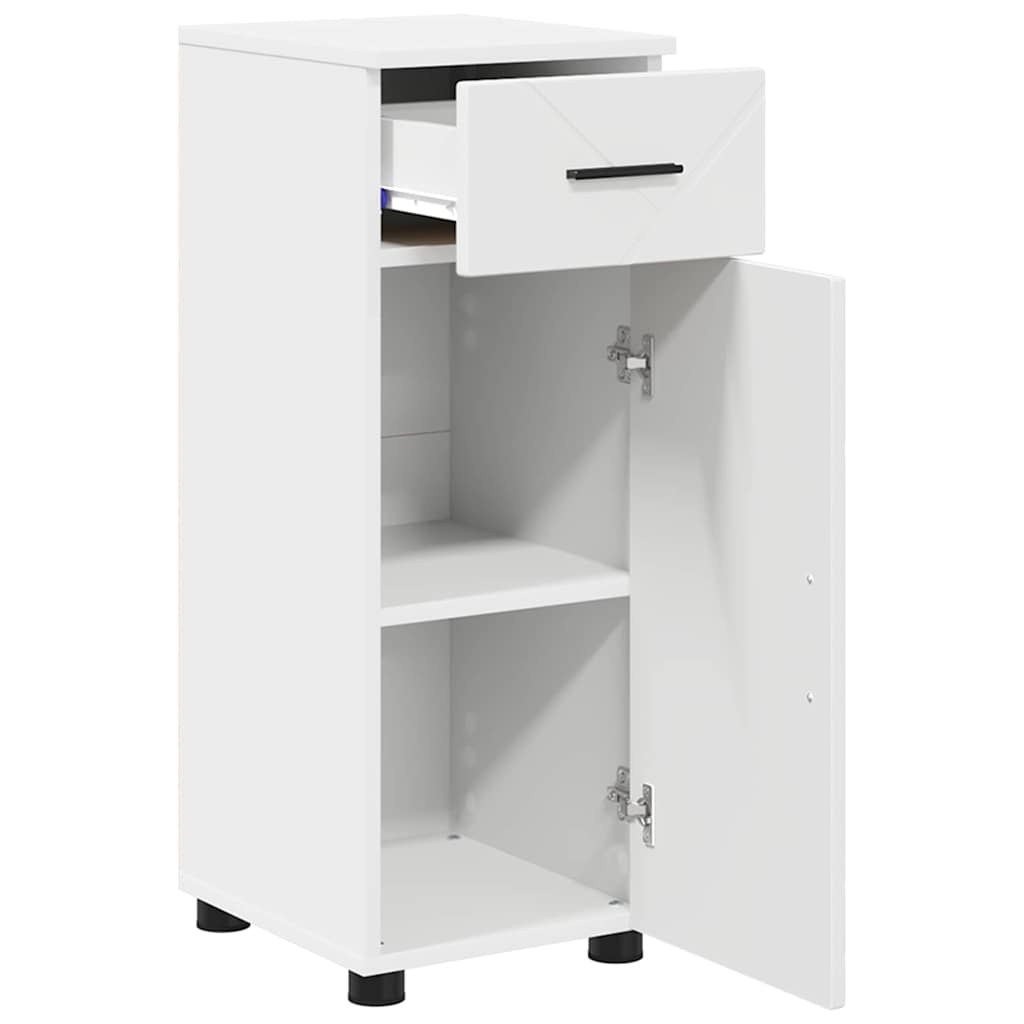 Badezimmermöbel-Set mit Regal 3 pcs Weiß Sperrholz und Metall