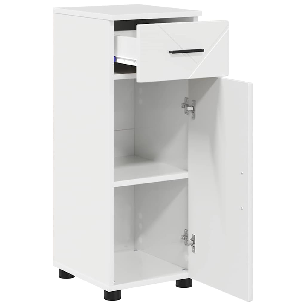 Badezimmermöbel-Set 3 pcs Hochglanz Weiß Sperrholz und Metall