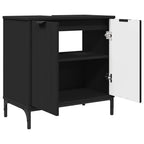Badezimmermöbel-Set mit Tür 2 pcs Schwarz Sperrholz und Metall