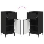 Badezimmermöbel-Set mit Tür 2 pcs Schwarz Sperrholz und Metall