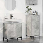 Badezimmermöbel-Set 2 pcs Beton Grau Sperrholz und Metall