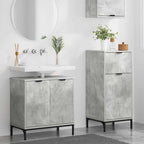 Badezimmermöbel-Set 2 pcs Beton Grau Sperrholz und Metall