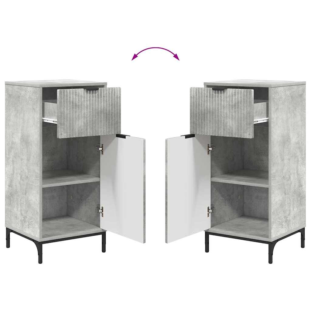 Badezimmermöbel-Set 2 pcs Beton Grau Sperrholz und Metall