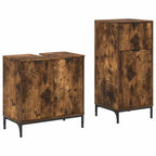 Badezimmermöbel-Set mit Schubladen 2 pcs Geräucherte Eiche