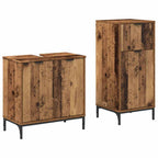 Badezimmermöbel-Set mit Tür 2 pcs Altholz Sperrholz und Metall