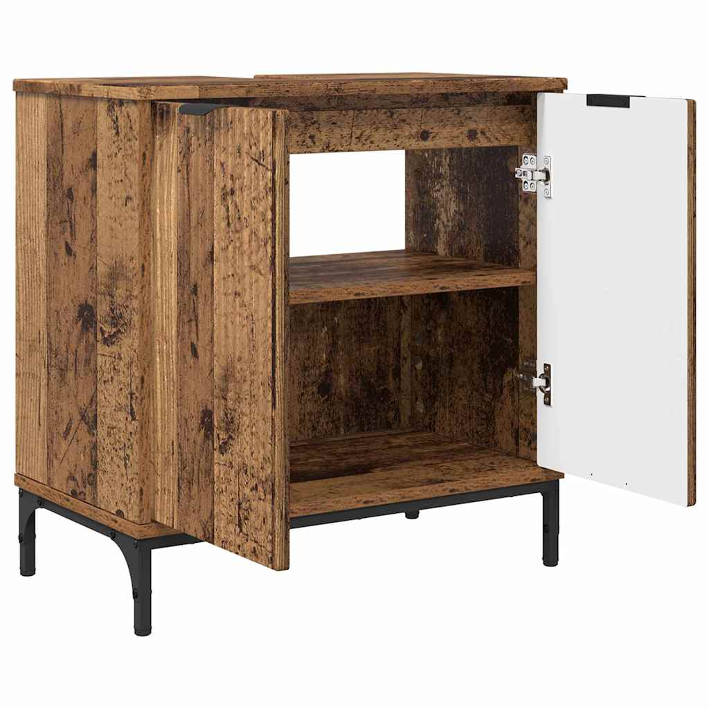 Badezimmermöbel-Set mit Tür 2 pcs Altholz Sperrholz und Metall
