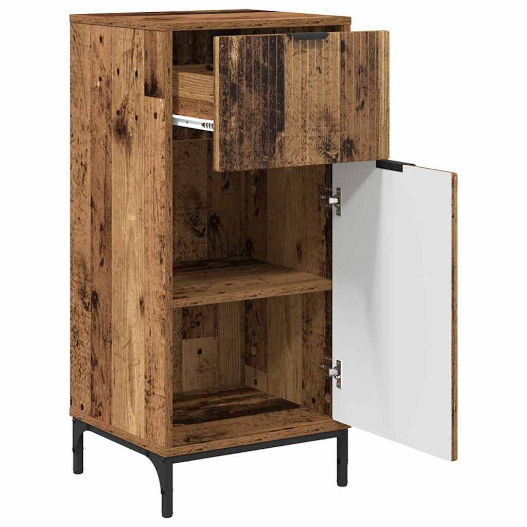 Badezimmermöbel-Set mit Tür 2 pcs Altholz Sperrholz und Metall