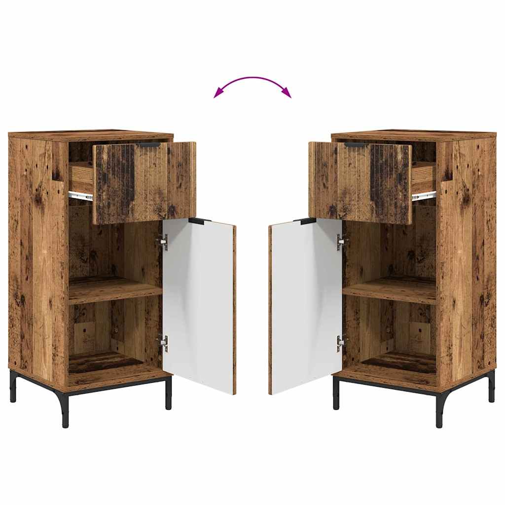 Badezimmermöbel-Set mit Tür 2 pcs Altholz Sperrholz und Metall
