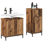 Badezimmermöbel-Set mit Tür 2 pcs Altholz Sperrholz und Metall