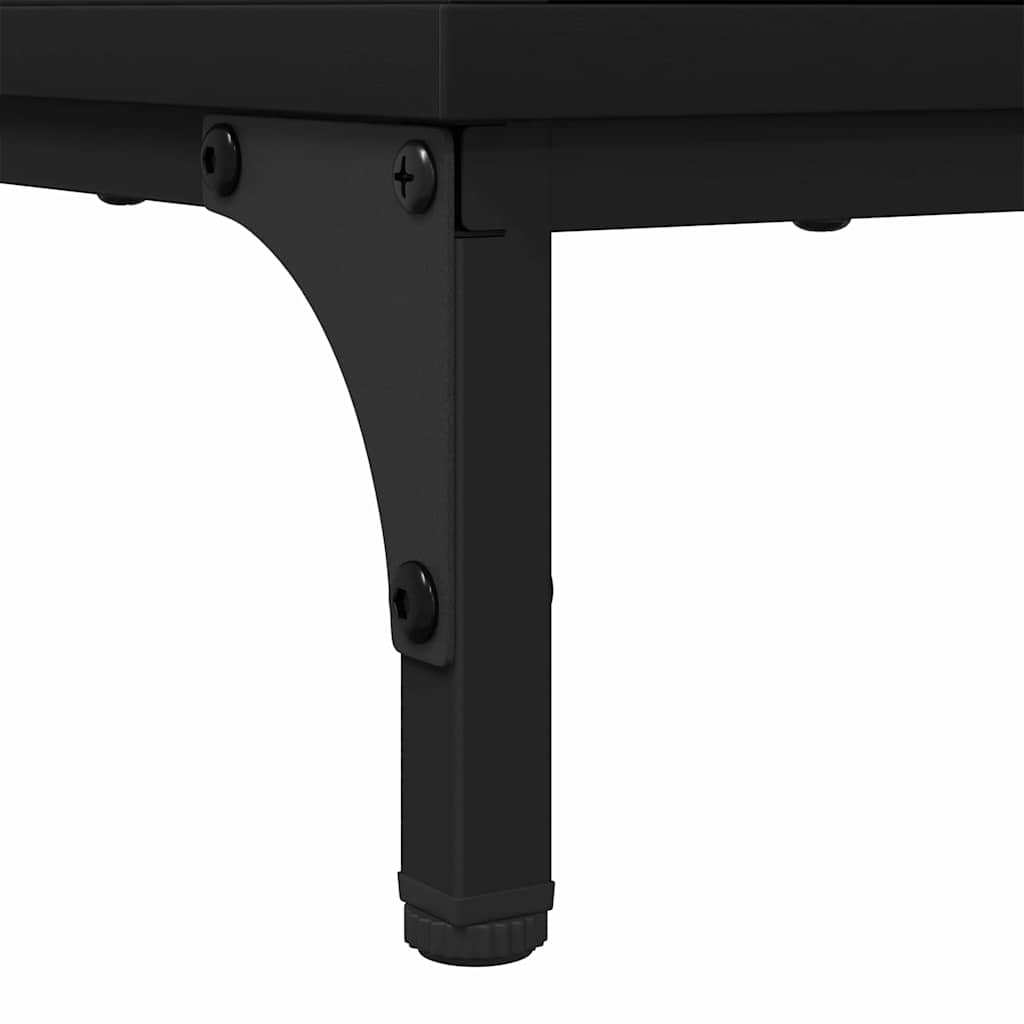 Badezimmermöbel-Set mit Tür 3 pcs Schwarz Sperrholz und Metall