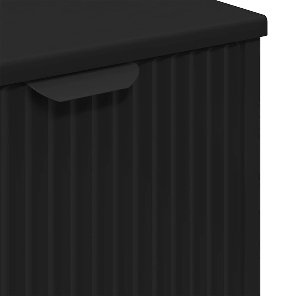 Badezimmermöbel-Set mit Tür 3 pcs Schwarz Sperrholz und Metall