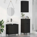 Badezimmermöbel-Set mit Tür 3 pcs Schwarz Sperrholz und Metall