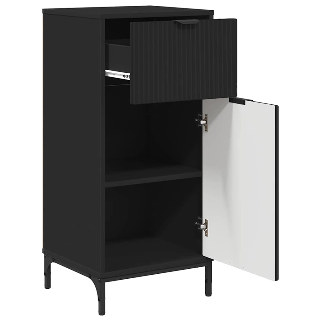 Badezimmermöbel-Set mit Tür 3 pcs Schwarz Sperrholz und Metall