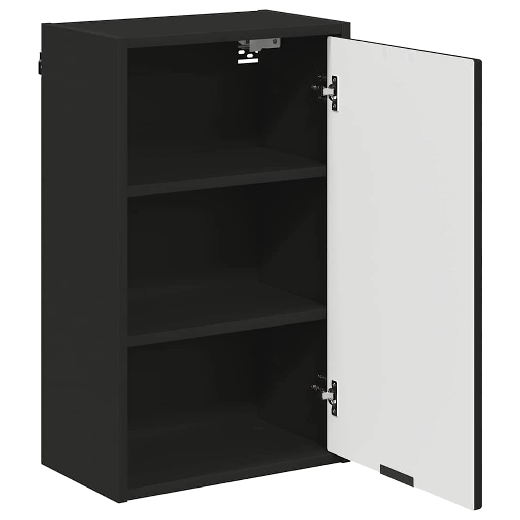Badezimmermöbel-Set mit Tür 3 pcs Schwarz Sperrholz und Metall
