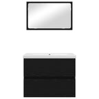 Badezimmermöbel-Set 3 pcs Schwarz Eichen-Optik Holzwerkstoff