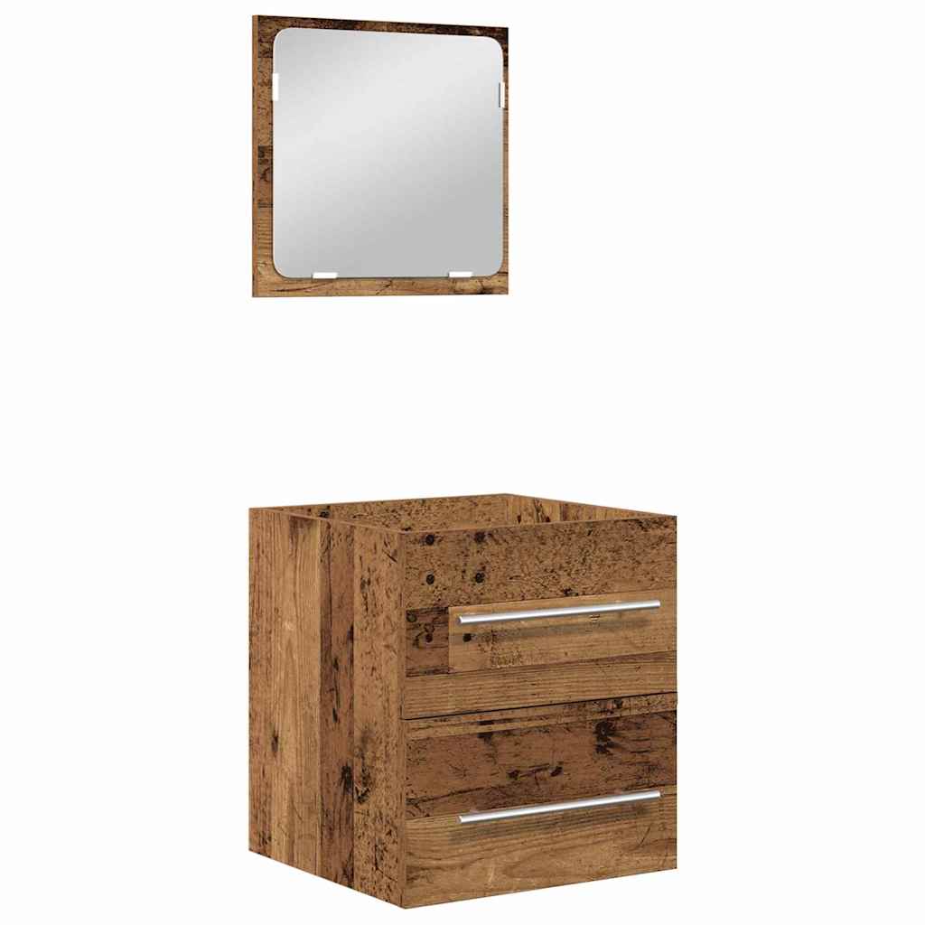 Badezimmermöbel-Set mit Schubladen 2 pcs Altholz Holzwerkstoff