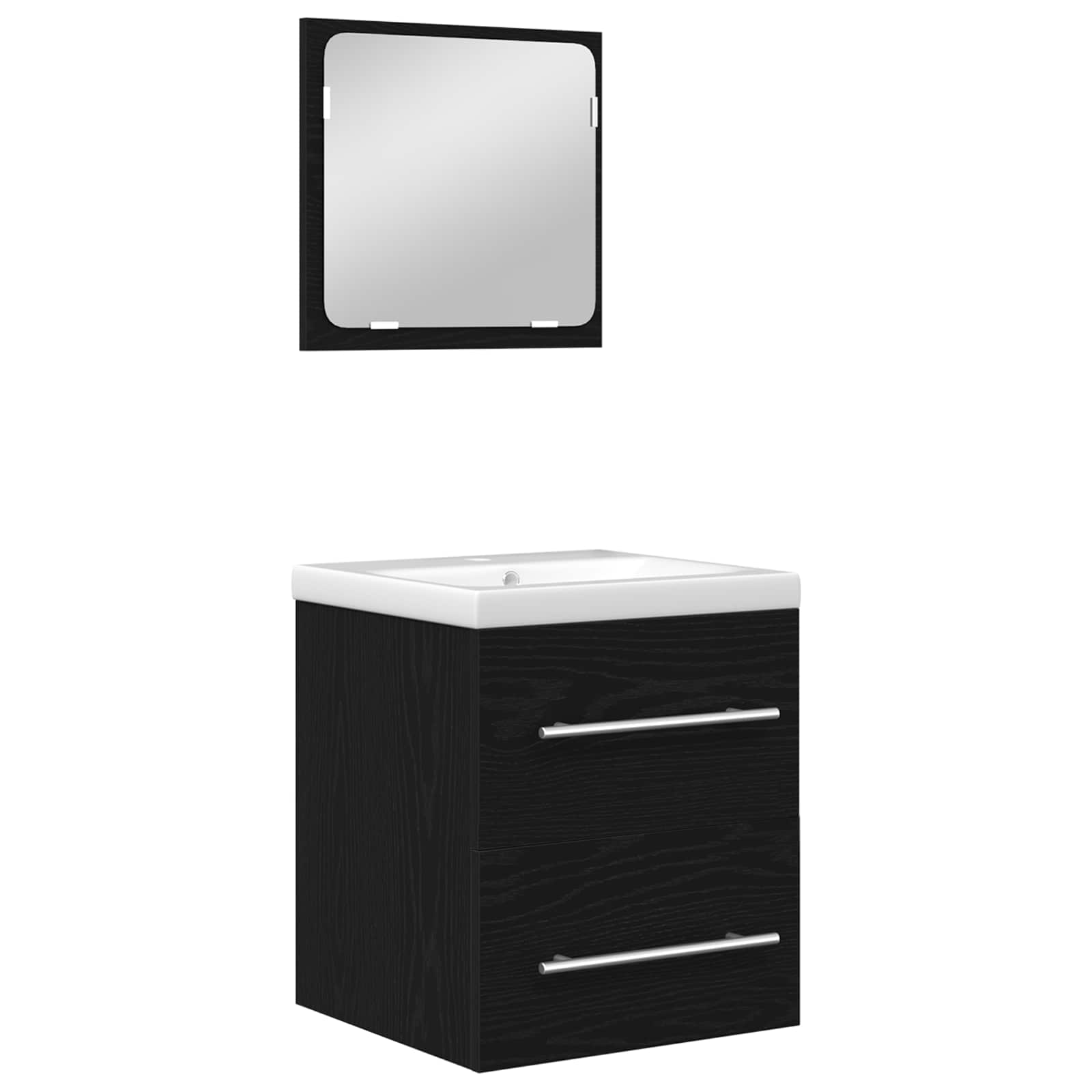 Badezimmermöbel-Set 2 pcs Schwarz Eichen-Optik Holzwerkstoff