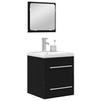 Badezimmermöbel-Set 2 pcs Schwarz Eichen-Optik Holzwerkstoff