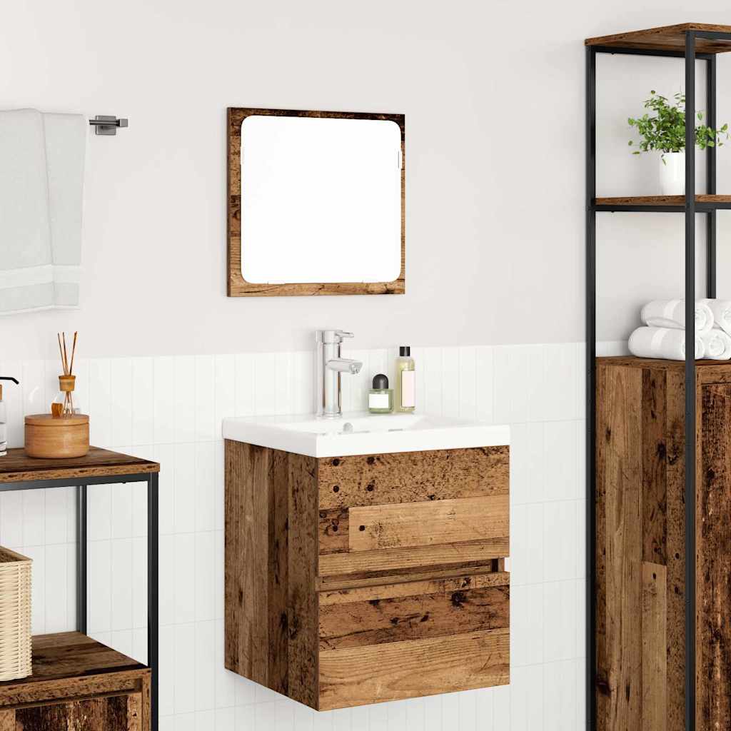 Badezimmermöbel-Set 2 pcs Altes Holz und Weiß Holzwerkstoff