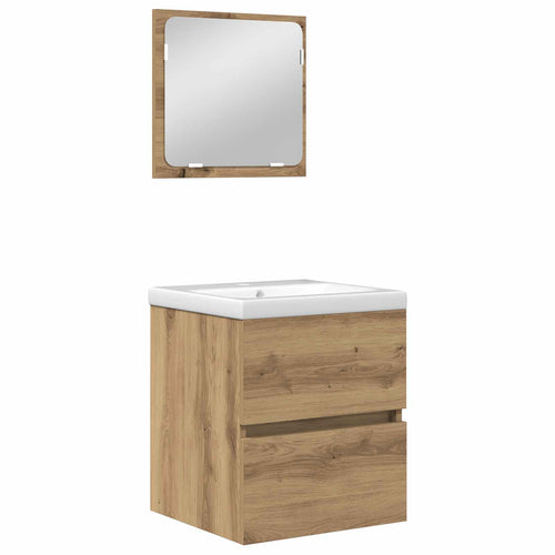 Badezimmermöbel-Set 2 pcs Artisan-Eiche und Weiß Holzwerkstoff
