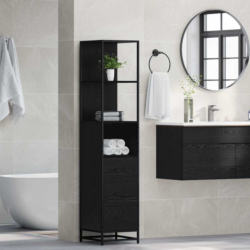 Badezimmermöbel-Set Schwarz Eichen-Optik 35 x 37,5 x 166 cm