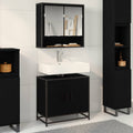 Waschbeckenschrank mit Tür Schwarz Eichen-Optik 65 x 33 x 60 cm