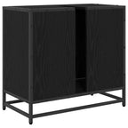 Waschbeckenschrank mit Tür Schwarz Eichen-Optik 65 x 33 x 60 cm
