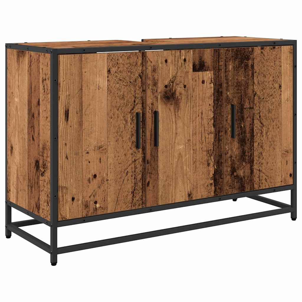 Badezimmerschrank mit Tür Altholz 90 x 33 x 60 cm Holzwerkstoff