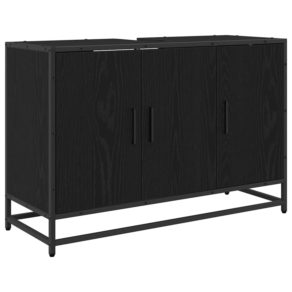 Badezimmerschrank mit Tür Schwarz Eichen-Optik 90 x 33 x 60 cm