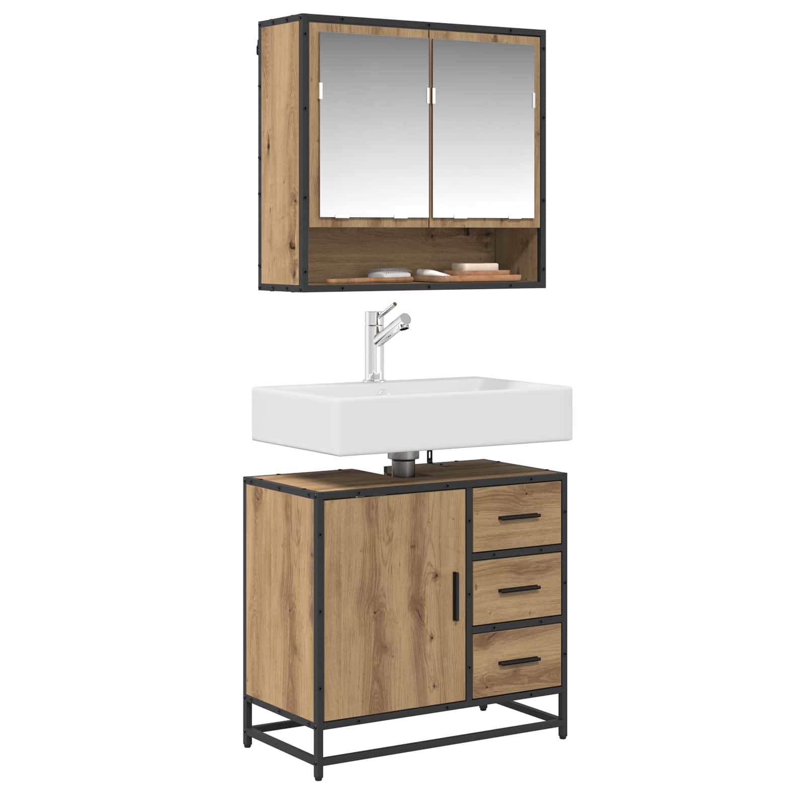 Badezimmerschrank Artisan-Eiche 65 x 33 x 60 cm Holzwerkstoff