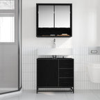 Badezimmerschrank mit Tür Schwarz Eichen-Optik 65 x 33 x 60 cm