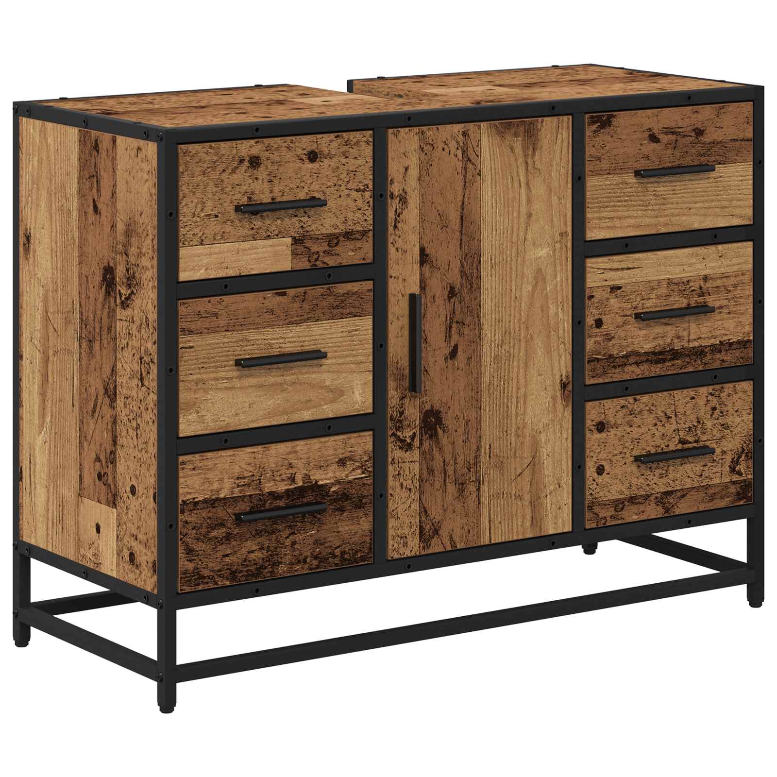 Badezimmerschrank mit Tür Altholz 80 x 33 x 60 cm Holzwerkstoff