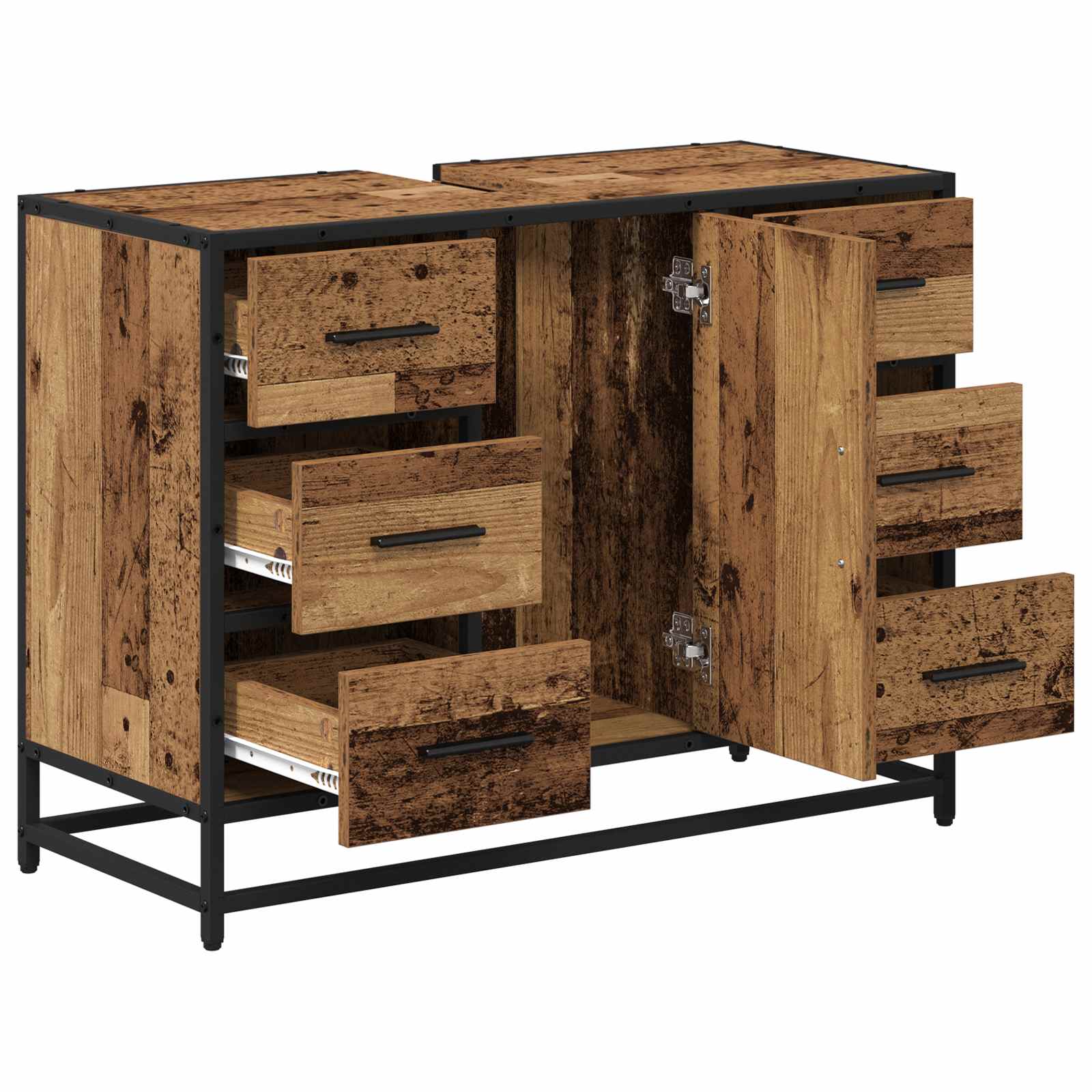 Badezimmerschrank mit Tür Altholz 80 x 33 x 60 cm Holzwerkstoff