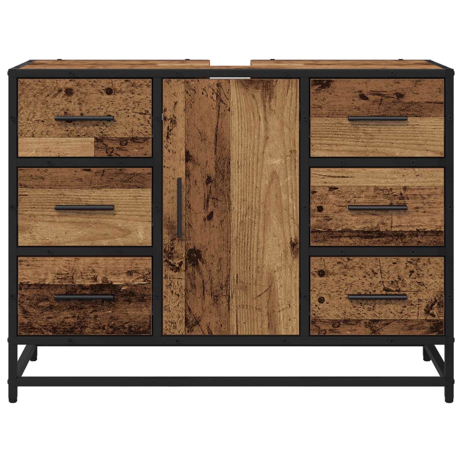 Badezimmerschrank mit Tür Altholz 80 x 33 x 60 cm Holzwerkstoff