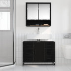 Badezimmerschrank mit Tür Schwarz Eichen-Optik 80 x 33 x 60 cm