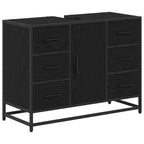 Badezimmerschrank mit Tür Schwarz Eichen-Optik 80 x 33 x 60 cm