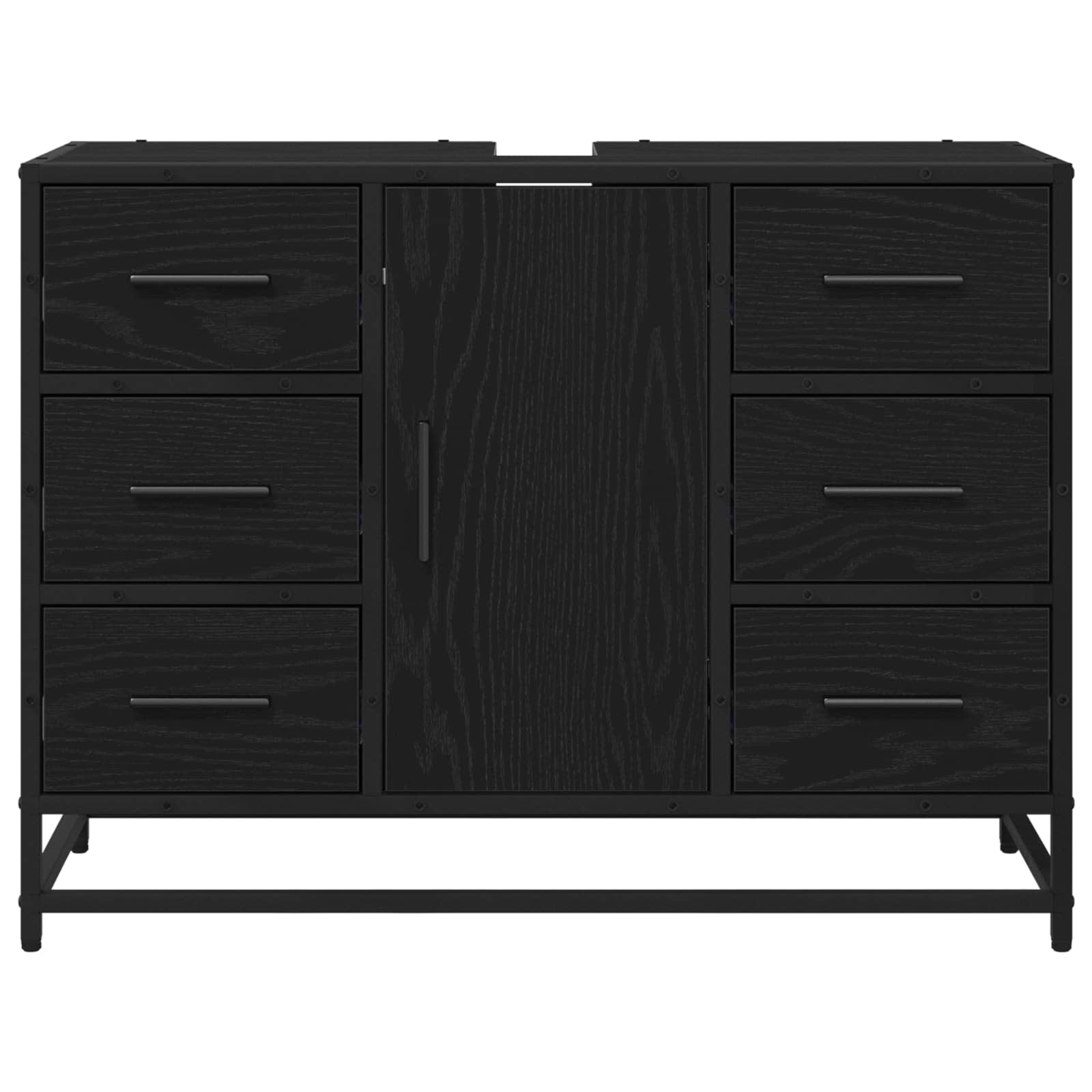 Badezimmerschrank mit Tür Schwarz Eichen-Optik 80 x 33 x 60 cm