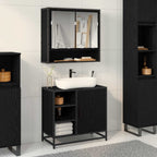 Badezimmerschrank mit Tür Schwarz Eichen-Optik 65 x 33 x 60 cm