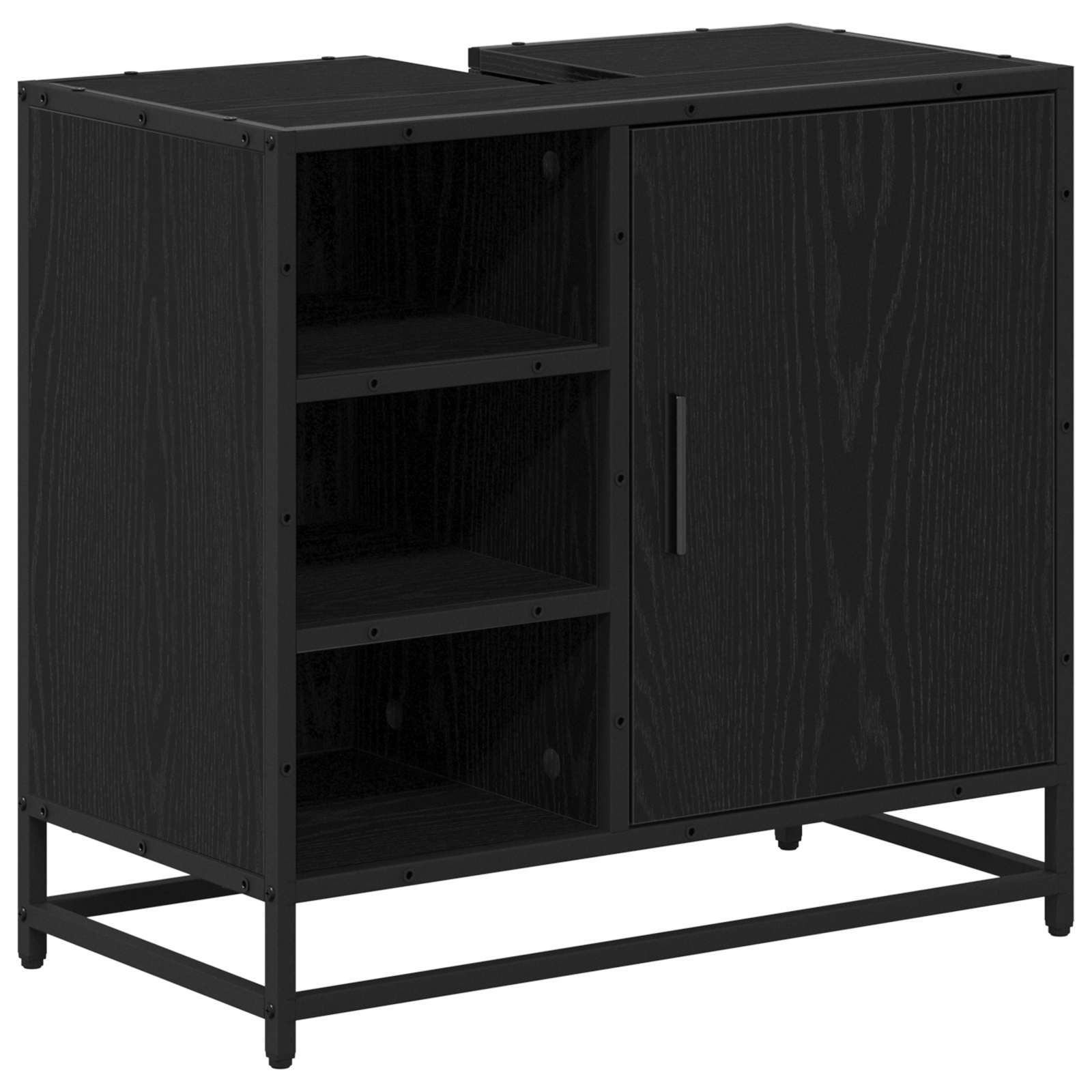 Badezimmerschrank mit Tür Schwarz Eichen-Optik 65 x 33 x 60 cm