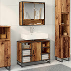 Badezimmerschrank mit Tür Altholz 80 x 33 x 60 cm Holzwerkstoff