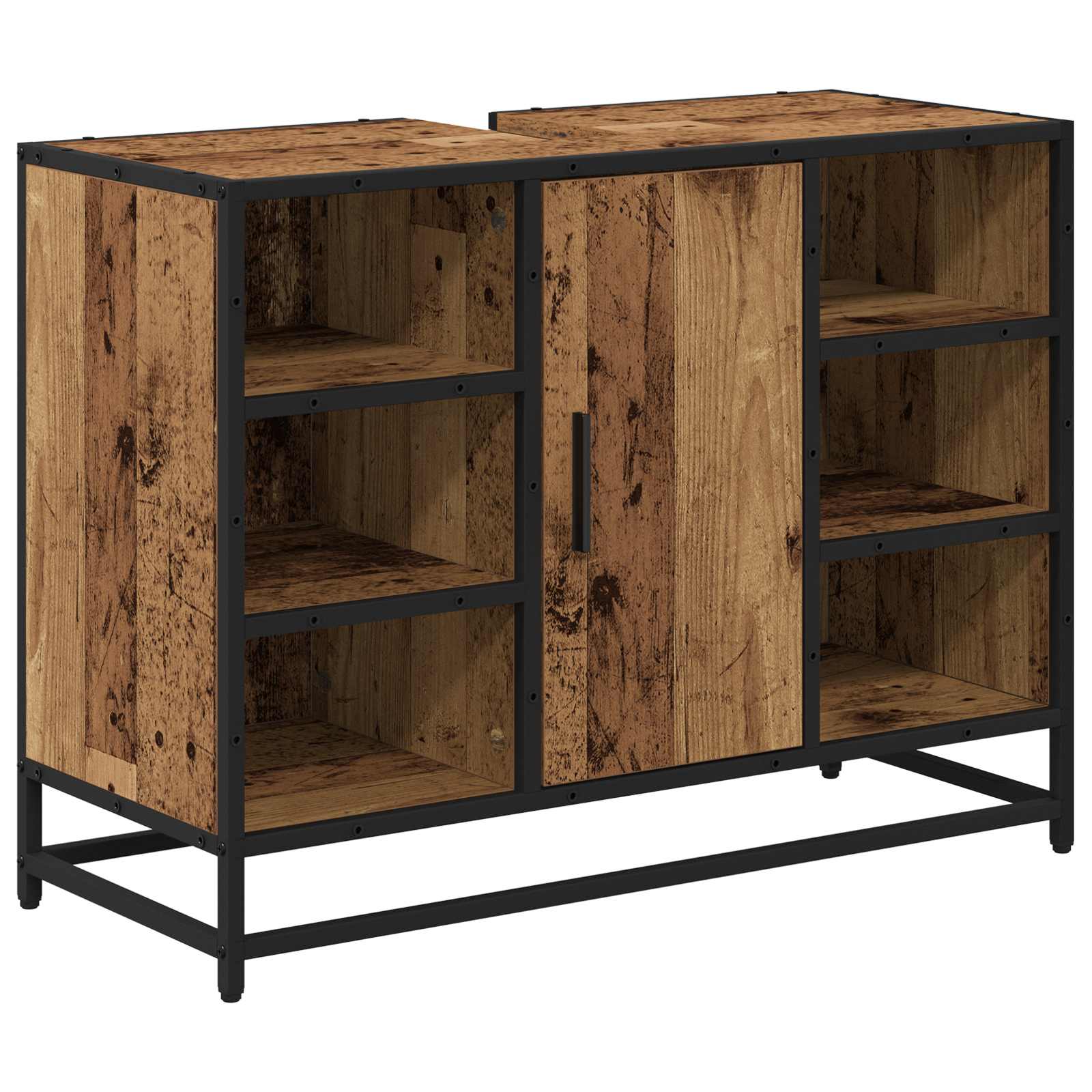 Badezimmerschrank mit Tür Altholz 80 x 33 x 60 cm Holzwerkstoff