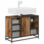 Badezimmerschrank mit Tür Altholz 80 x 33 x 60 cm Holzwerkstoff