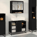 Badezimmerschrank mit Tür Schwarz Eichen-Optik 80 x 33 x 60 cm
