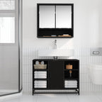 Badezimmerschrank mit Tür Schwarz Eichen-Optik 80 x 33 x 60 cm
