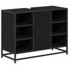 Badezimmerschrank mit Tür Schwarz Eichen-Optik 80 x 33 x 60 cm