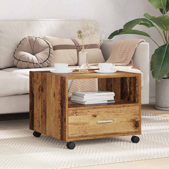 Couchtisch with Drawer Altholz 55 x 55 x 45 cm Holzwerkstoff