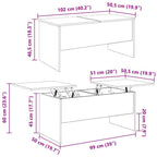 Couchtisch Artisan-Eiche 102 x 50,5 x 46,5 cm Holzwerkstoff