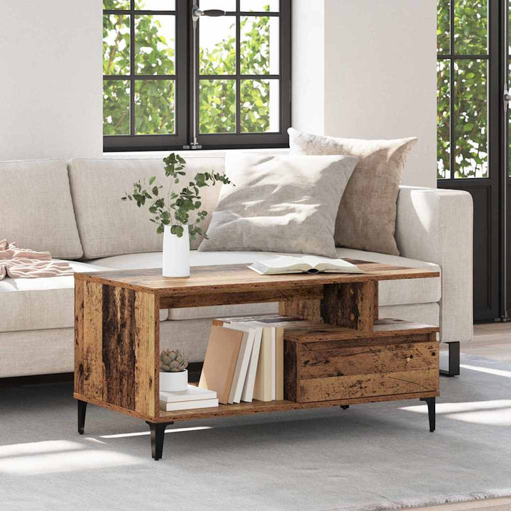 Couchtisch with Drawer Altholz 90 x 49 x 45 cm Holzwerkstoff